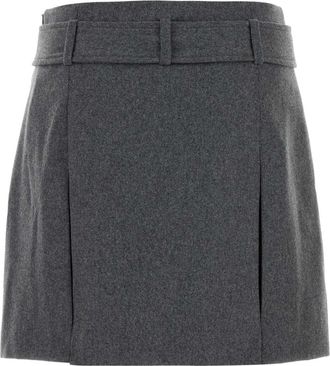 A.P.C. Womens Cecile Mini Skirt Gray Wool Nylon