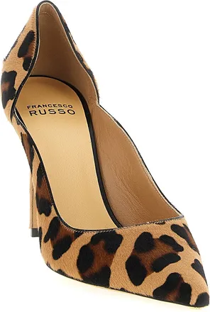 Francesco Russo Womens Leopard-Pony Goatskin Heel Multicolor Goat Leather