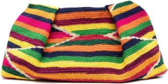 Sensi Studio stripe-pattern knitted clutch bag - women - Sisal - One Size - Green