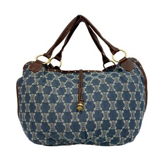 Celine Blue Brown Denim Leather Tote Bag (Pre-Owned)