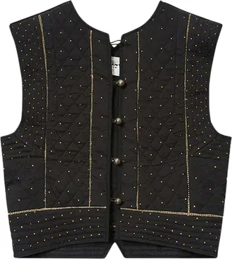 Isabel Marant Cropped Black Top with Quilted Texture
