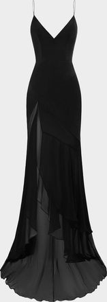 Alex Perry Plunging Panelled Silk Bikini Gown