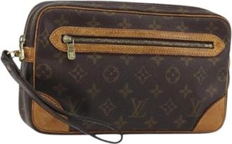 Louis Vuitton Pre-owned Monogram Canvas Clutch - Dames - Vintage Clutch - Bruin - ONE Size - Leer - Vintage