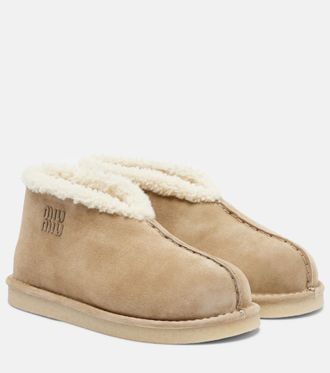Miu Miu Shearling-lined suede ankle boots