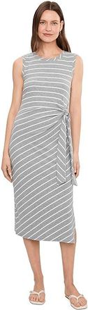 Mod-o-doc Side Tie Midi Tank Top Dress Womens Dress Heather Grey/White : LG (US 12-14), Cotton/Spandex