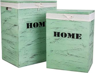 Wanderlust Deco Wanderlust Deco - Set 2 Cestos De Ropa De Madera Verdes