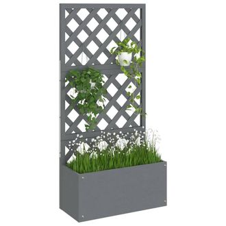 Berkfield Home Trellis Planter Grey 65x33x135 cm WPC | Size: 65 x 33 x 135 cm