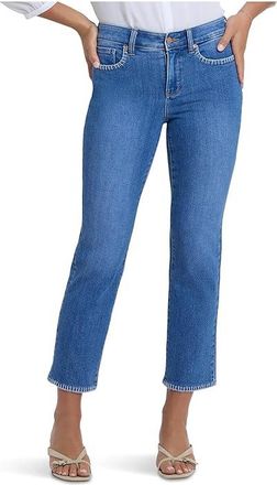 NYDJ Petite Marilyn Straight Ankle Blanket Stitching Jeans Womens Clothing Blue Paradise : 12P 25, Cotton/Denim/Elastane