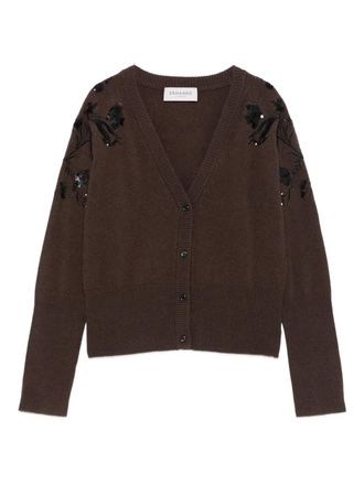 Ermanno Scervino floral-embroidered wool cardigan - women - Viscose/Polyamide/Polyester/Wool - 40 - Brown