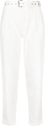 Michael Kors Getailleerde Denim Casual Broek - Dames - Slim Fit Broeken - Grijs - 2XS - Leer - Broeken