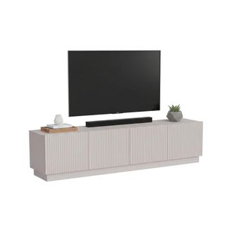 Dmora Mueble De Tv Macherio, Aparador De Sal&oacute;n Con Cuatro Puertas Batientes, Dise&ntilde;o Minimalista Y Moderno, 200x40 H48 Cm, Beige