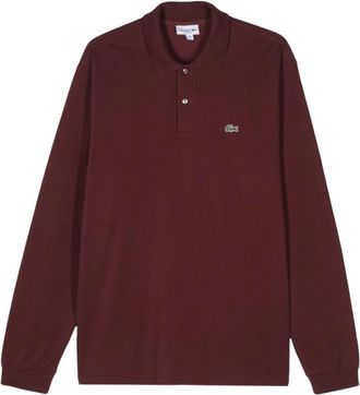 Lacoste Rode polo shirt met logo patch en korte mouwen - Heren - Polos - Rood - M - Katoen - Tops