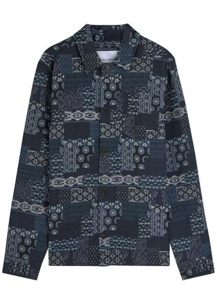 Les Deux Layton Jacquard Woven Overshirt - Blue - XL