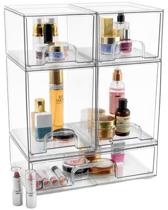 Sorbus Set Of 5 Acrylic Makeup Pull-Out Storage Containers