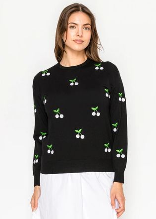 YAL New York Cherry Stitch Black Pullover