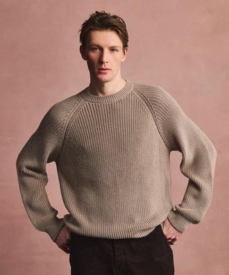 Naadam Cotton Fisherman Raglan Crewneck Sweater in Sand at Nordstrom, Size Xx-Large