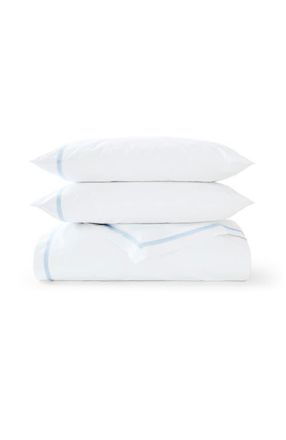 Christy Beaumont Luxury Cotton Percale Duvet Cover Sets in Pale Blue at Nordstrom, Size Queen