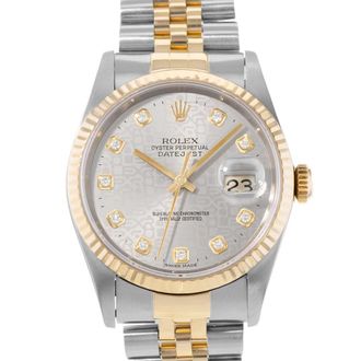 Rolex Pre-owned Rolex Datejust 36 Automatic Chronometer Diamond Silver Dial Mens Watch 16233 SDJ