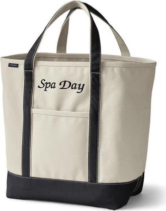 Lands End Open Top Canvas Tote Bag in Natural/black at Nordstrom, Size X-Large