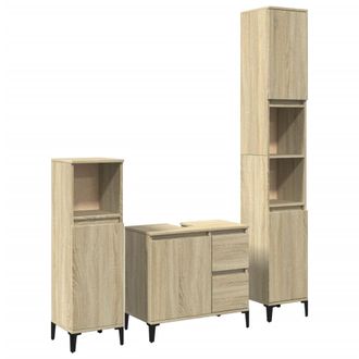 vidaXL Set De Muebles De Ba&ntilde;o 3 Pzas Madera Contrachapada Roble Sonoma Vidaxl