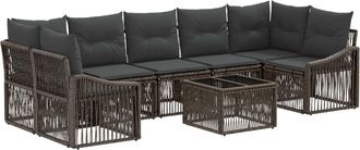vidaXL Conjunto De Sof&aacute;s De Jard&iacute;n 8 Uds. Gris Rat&aacute;n Sint&eacute;tico Vidaxl