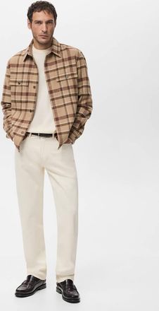 Mango Sovracamicia quadri tasche marrone medio - Uomo - XXL - MANGO MAN