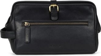 Howard London Washbag Ken - Heren - Toilettassen - Zwart - ONE Size - Leer - Tassen