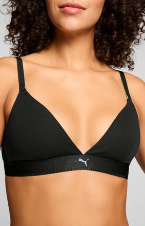 Puma B&uuml;gelloser BH PUMA PUMA WOMEN COTTON TRIANGLE BRALETTE, Damen, Gr. XXL, N-Gr, schwarz, Single Jersey, Obermaterial: 88% Baumwolle, 12% Elasthan, BHs B