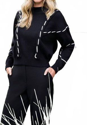 THML Clothing Pattern Knit Sweater In Black