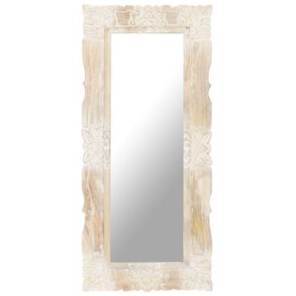 vidaXL Espejo De Madera Maciza De Mango Blanco 110x50 Cm Vidaxl
