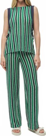Jonathan Simkhai Brenner Knit Straight Leg Pant In Kelly Green Stripe