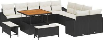 vidaXL Vidaxl - Garden Sofa Set 13 pcs Black, Cream 100 x 100 x 71 cm