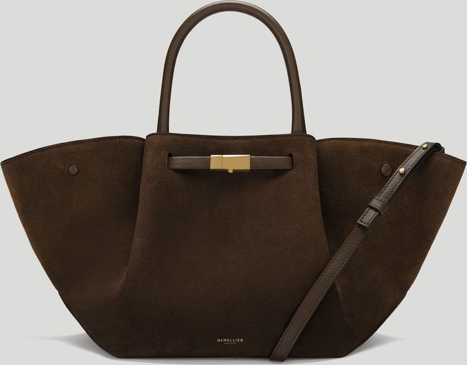 The Midi New York in Mocha Suede & Mocha Smooth Leather Shoulder bag