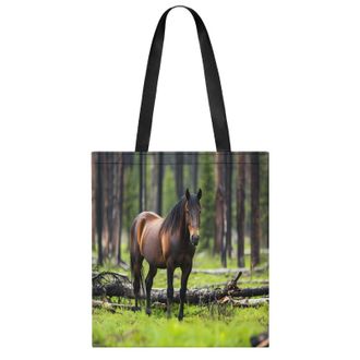Generic Horse in The Rain Forests Womens Tote Casual Shopping Bag Lightweight Shoulder Bags Hobos Handbag for Work Travel Daily 35x40cm