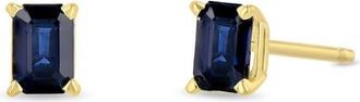 Zo&euml; Chicco 14K Gold Emerald Cut Stud Earrings in Yellow Gold/Blue Saphire at Nordstrom