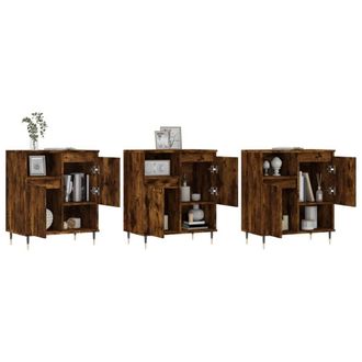 Berkfield Home Sideboards 3 pcs Smoked Oak Engineered Wood in Brown