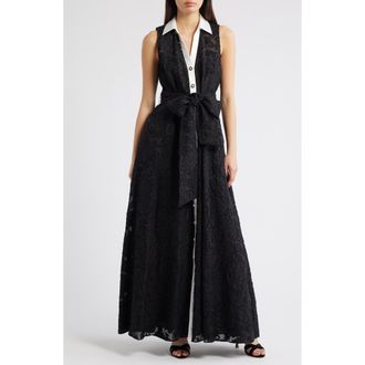 Julia Jordan Floral Burnout Sleeveless Gown in Black at Nordstrom, Size 10