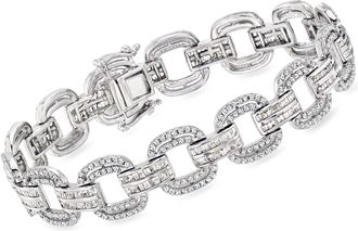 Ross-Simons Diamond Link Bracelet in Sterling Silver