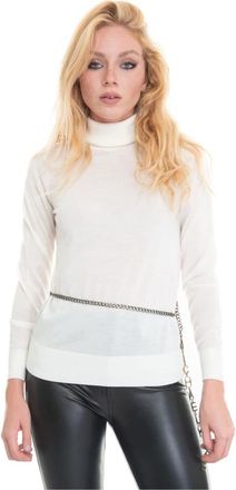 Michael Kors Pullover met riem en coltrui - Dames - Coltruien - Wit - M - Wol - Truien & Vesten
