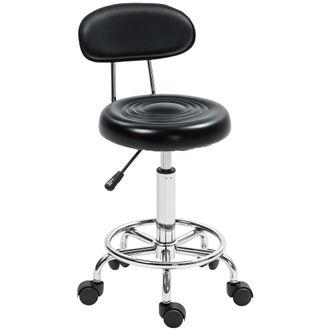 OEM Taburete Giratorio Con Respaldo Y Ruedas Silla Ajustable Para Salones De Belleza Estudio De Tatuajes 32x40x70-86cm Negro