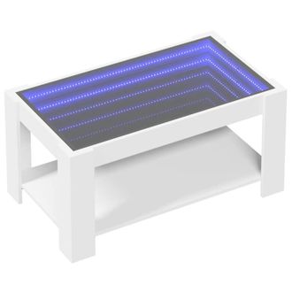 Berkfield Home Decorative Coffee Table with LED White 93x53x45 cm Engineered Wood | Size: 93 x 53 x 45 cm