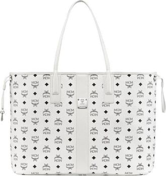 MCM Large Reversible Liz Shopper in Visetos in White at Nordstrom