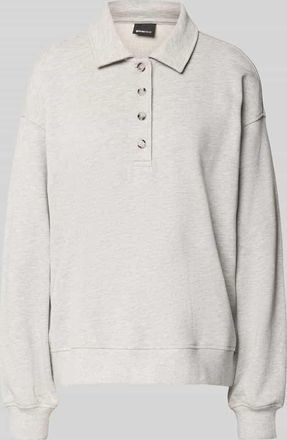 Gina Tricot Sweatshirt mit Polokragen und Knopfleiste in Mittelgrau Melange, Gr&ouml;&szlig;e XS