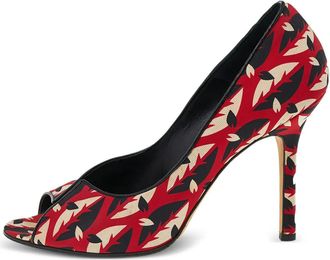 Manolo Blahnik Pre-owned 105 mm pumps met abstract patroon en open neus - Rood