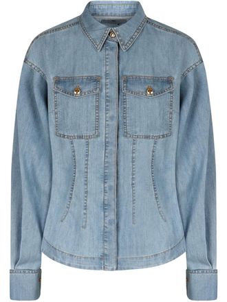 Elisabetta Franchi peplum denim shirt - women - Cotton/Polyester - 42 - Blue