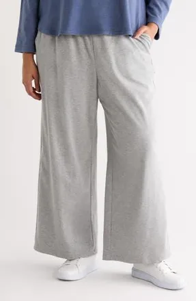 Max Studio Drawstring Waist Wide Leg Pants in Heather Light Grey at Nordstrom Rack, Size 3X