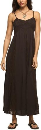 Lucky Brand Festival Embroidered Lace Sleeveless Maxi Dress in Raven at Nordstrom, Size X-Large