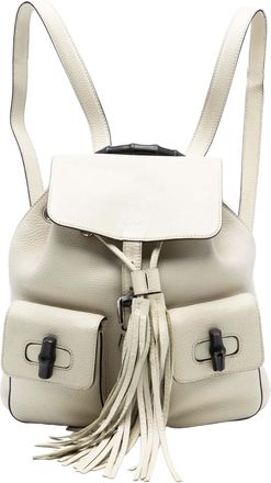 Gucci Tweedehands Leren Bamboe Kwast Rugzak