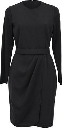 Max Mara Long Sleeve Midi Sheath Dress in Black Wool