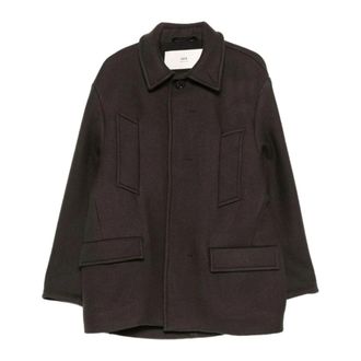 Ami Oversized High-Collar Pea Coat - male - Ami Paris - Single-Breasted Coats - Brown - M - Coats
